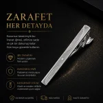 Zafir Gümüş Renk Kravat Klipsi 6 cm