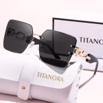 Titanora Siyah Camlı Gold Detaylı Çerçevesiz Güneş Gözlüğü