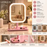 LEDLUX LED Işıklı Makyaj Aynası – 3 Işık Modlu, Dokunmatik, USB Şarjlı
